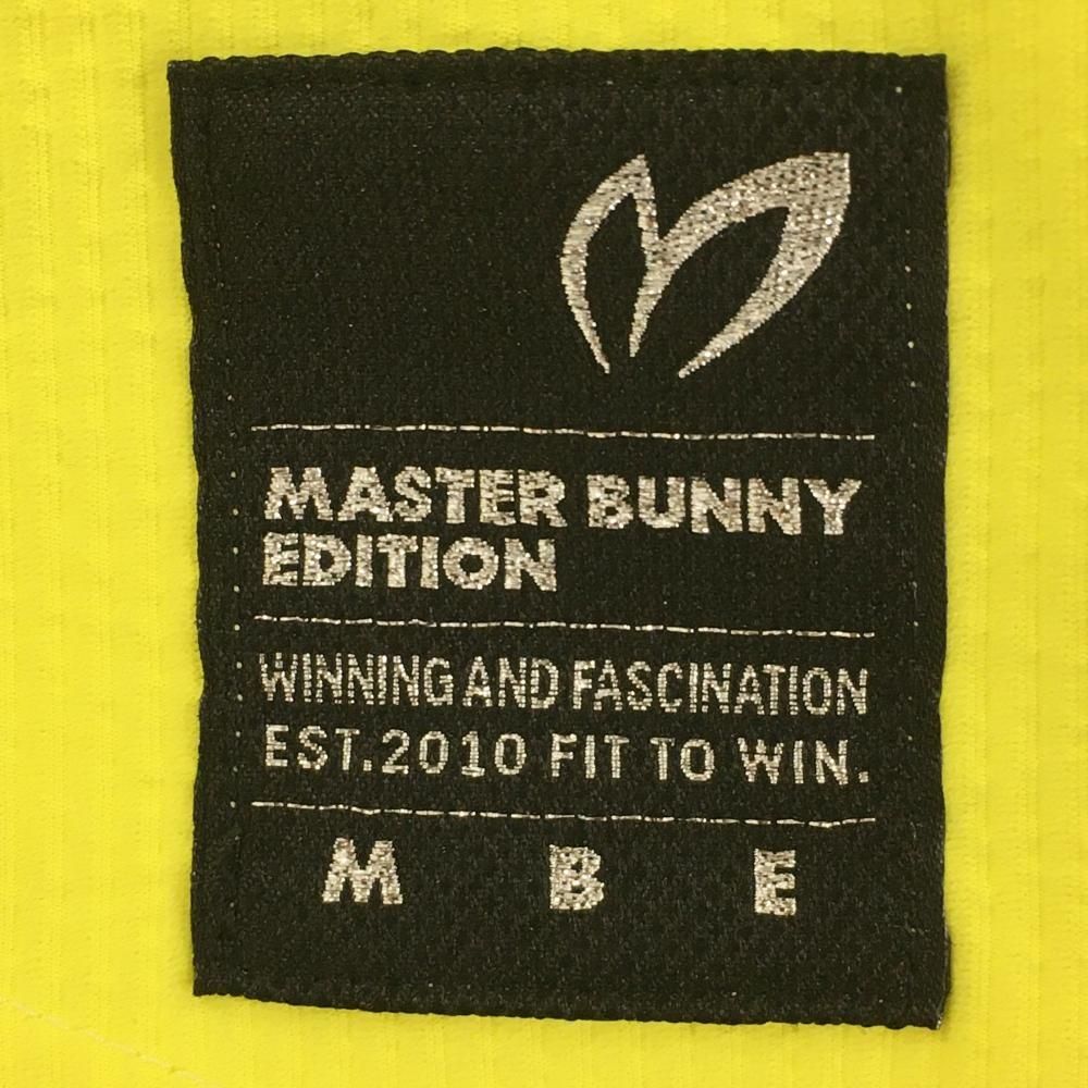 マスターバニー 半袖ポロシャツ イエロー ロゴプリント ストライプ地