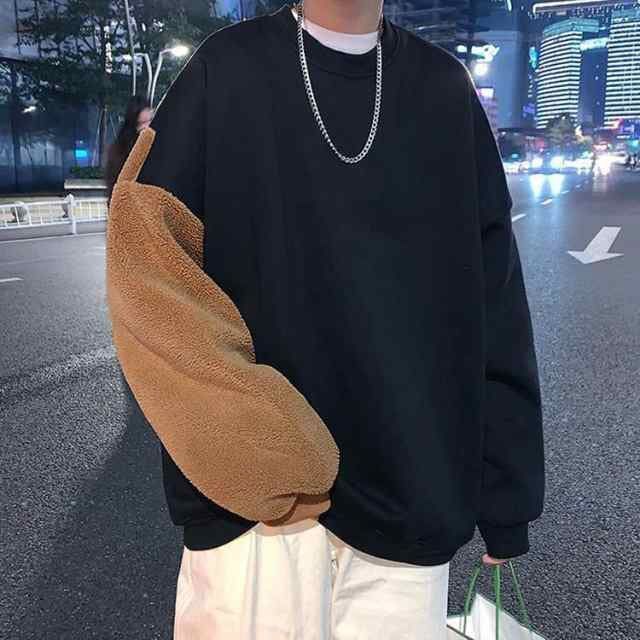 ペアルック 体型カバー 長袖 トップス メンズ アウトドア スウェット 切り替え クマ レディース カジュアル ユニセックス 可愛い カップルお揃い ゆったり パーカー 熊 春秋 冬 パーカー 着 cjfj142919