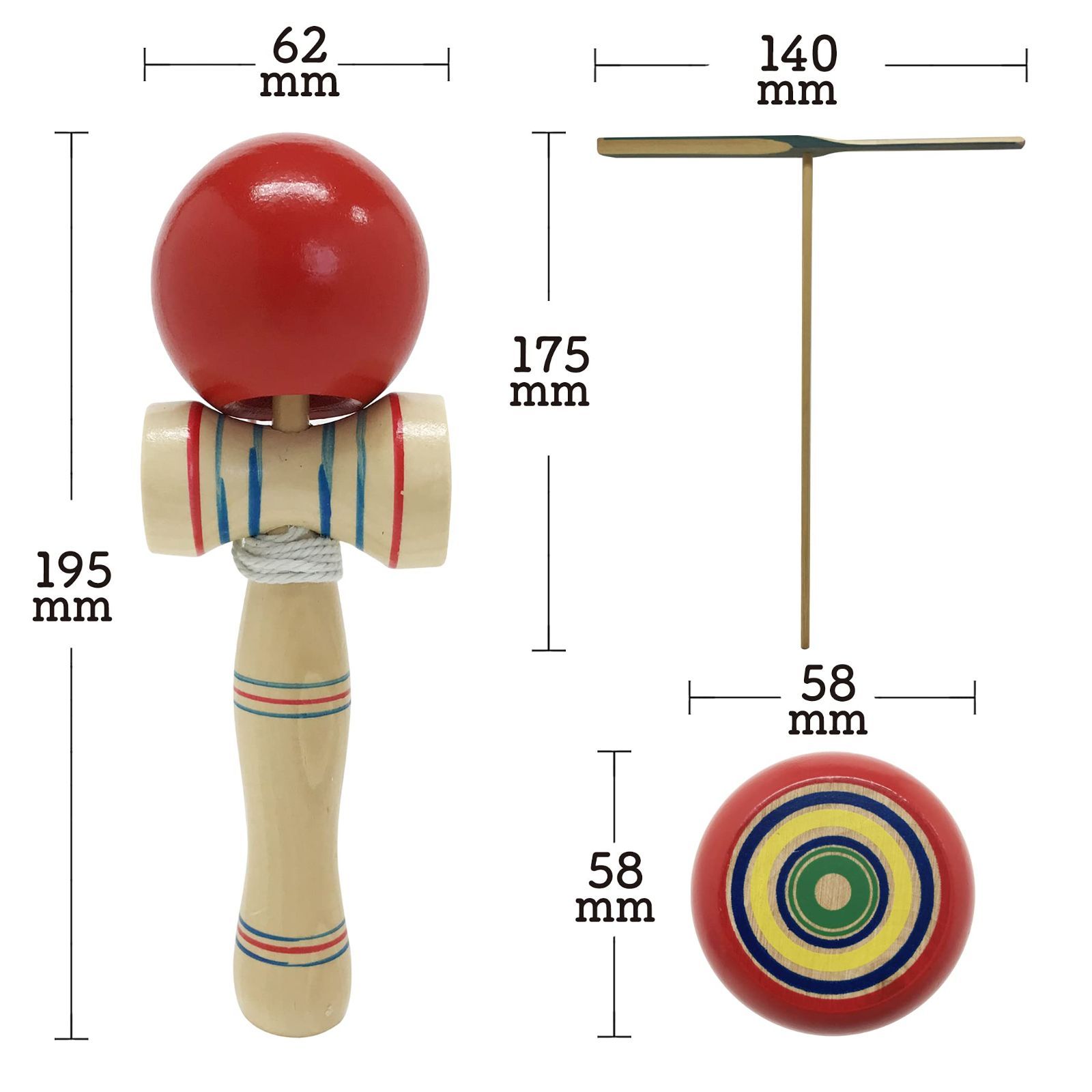 超ポイントアップ祭 昔のおもちゃ 竹トンボ２本 逆立ちコマ3個セット