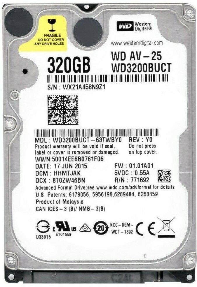 Western Digital SCPIOAV-25 320GB 5400U/min 16MB SATA 2.5