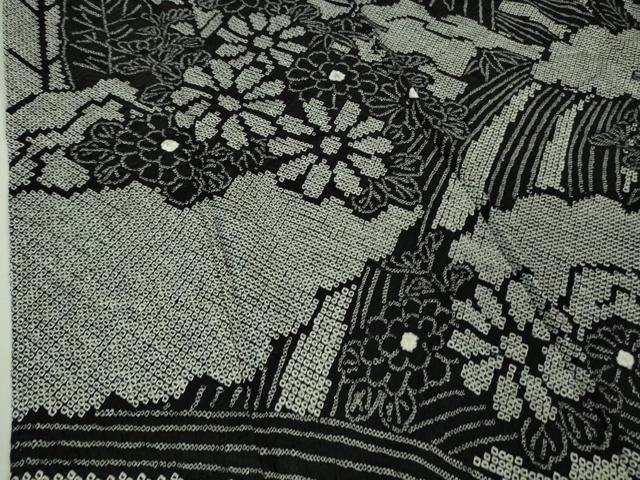 平和屋本店□極上 振袖 総絞り 雲取り立波花文 黒地 逸品 DZAA8165kh5