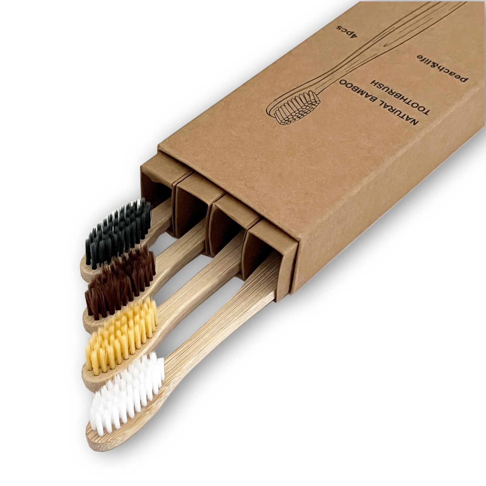 竹の歯ブラシ オーガニックバンブー 4本 bamboo 環境に優しい 生分解性素材 toothbrush 竹製 大人用 歯ブラシ 旅行用 シンプル peach-life ミニマリスト 生活雑貨 Small