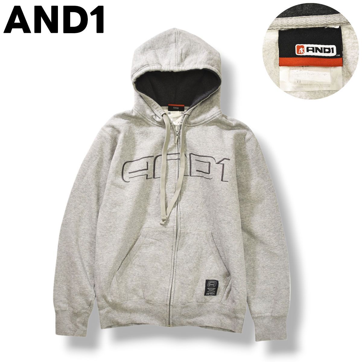 90s AND1 アンドワン 刺繍 2way 半袖 長袖 スウェット パーカー alexander wang - 【ラスト1点】HALF ZIP SWEATSHIRT WITH NY