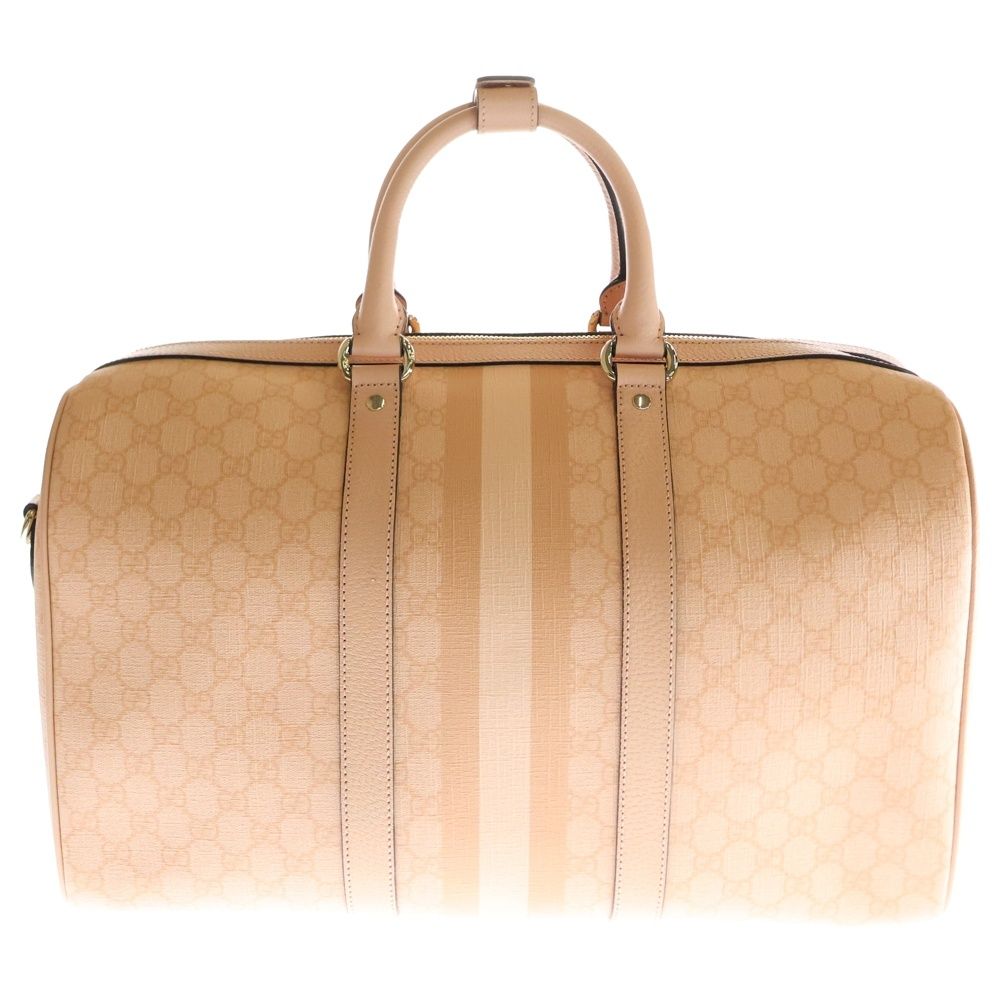 GUCCI グッチ オフィディア GGスプリーム ミディアム PVC レザー 2WAY ハンド ショルダー ダッフル ボストンバッグ ゴールド金具 ピンク 811486