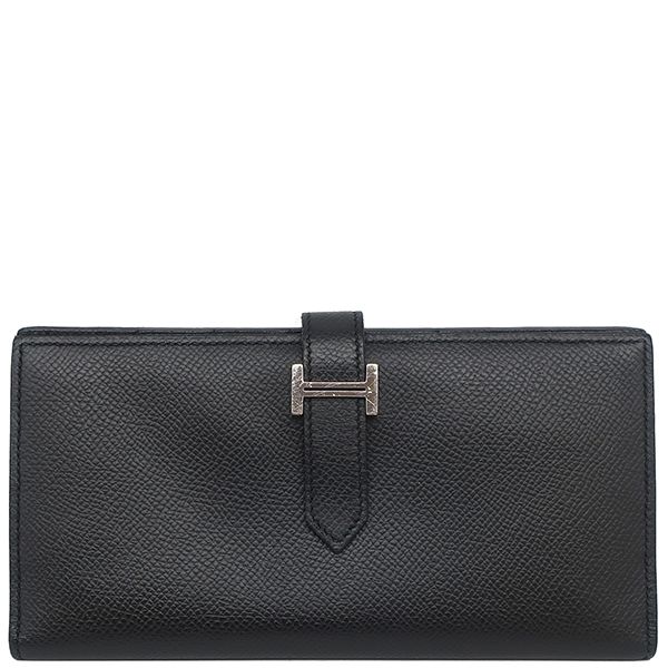 エルメス HERMES 長財布 ベアンスフレ ヴォーエプソン ブラック シルバー金具 黒 二つ折り財布 Y刻印