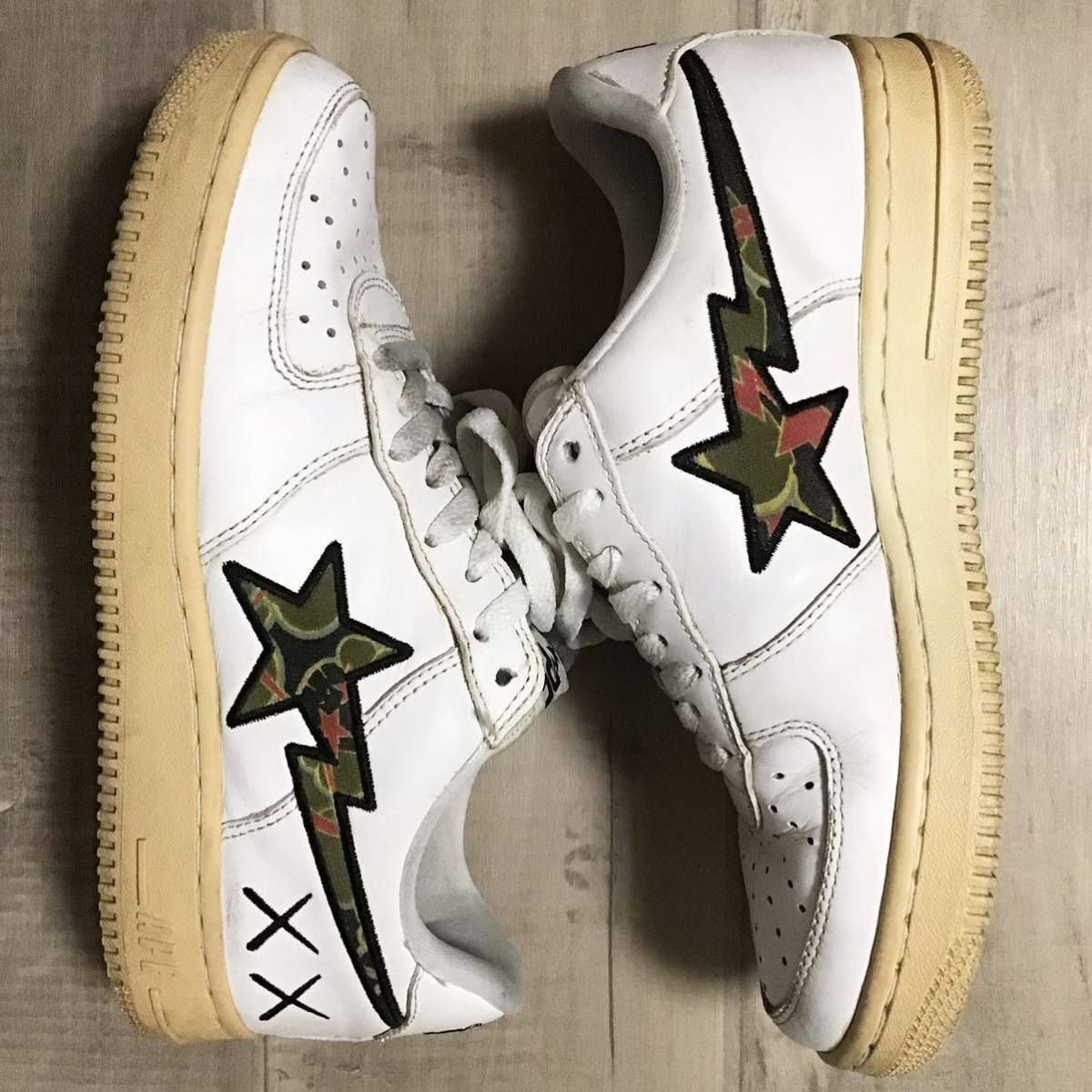 BAPE × KAWS レザー BAPESTA 26cm US8 a bathing ape BAPE STA shoes 