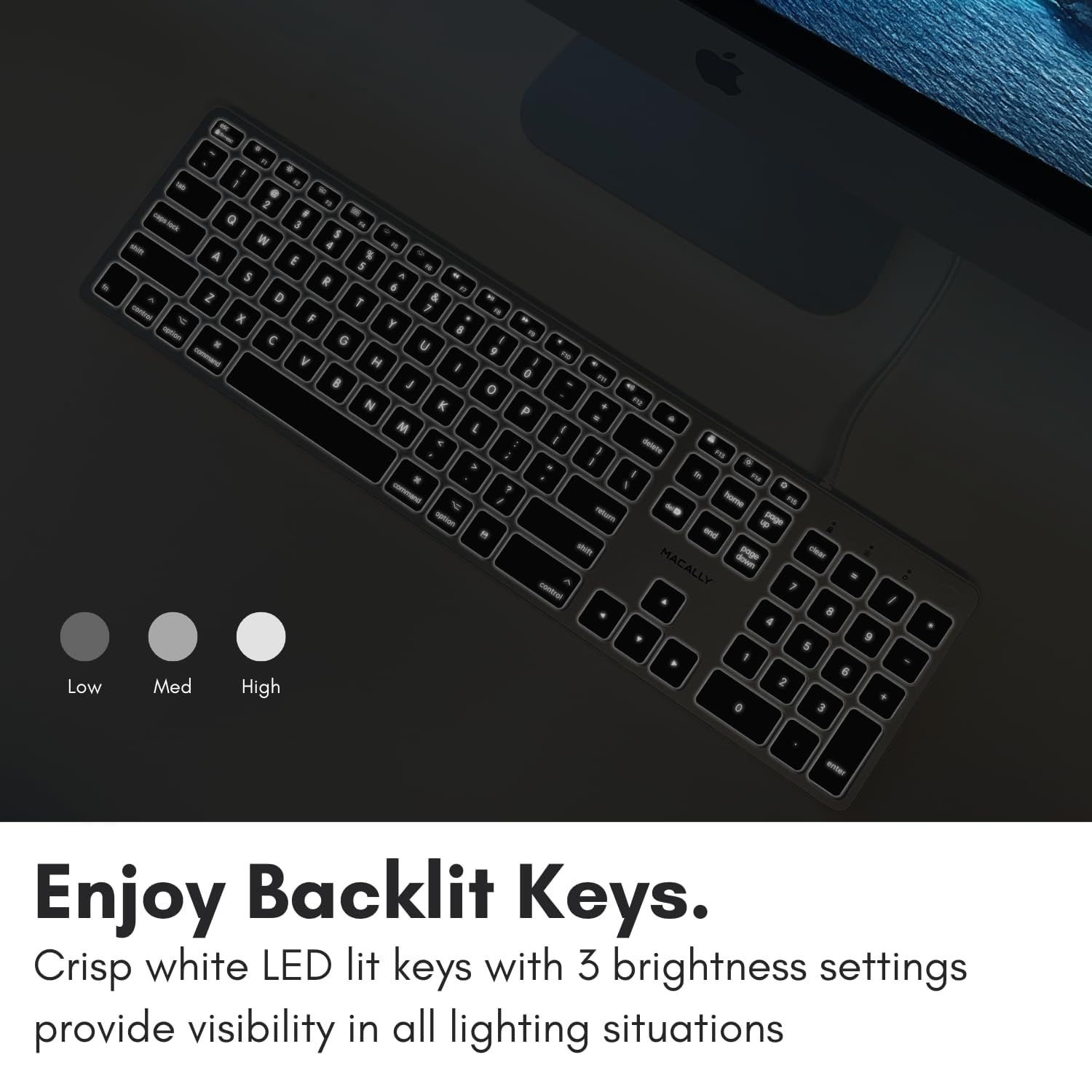 MacBookアクセサリー MAGNETIC STYLE KEYBOARD A1905 All-Aluminum Wired Keyboard for Apple Mac OS Devices -Sleek