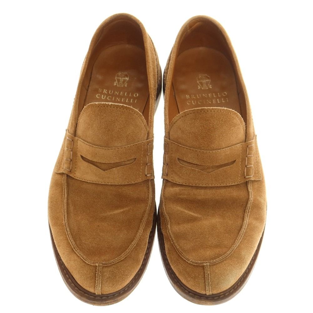 ブルネロクチネリ Brunello Cucinelli スエード コインローファー ブラウン サイズ42 メンズ