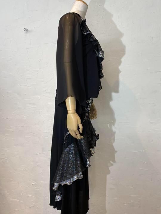 箔プリントフリルスパンコールツーピースｍｒ1215