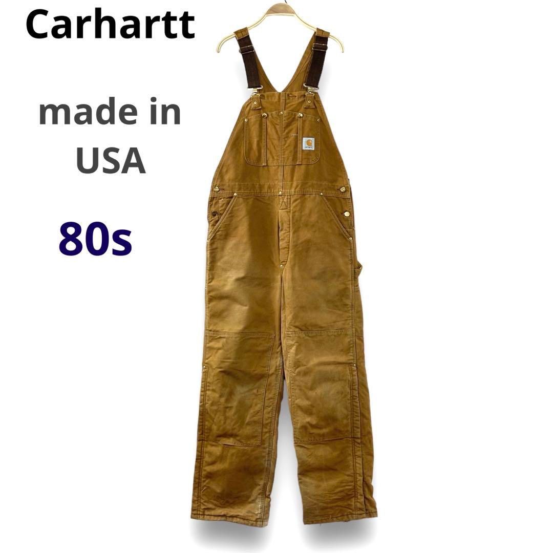 vintage ヴィンテージ ビンテージ 80s 80年代 USA製 アメリカ製 カーハート Carhartt ダック地 オーバーニー オーバーオール  つなぎ オールインワン サロペット キャメル メンズ 輸入古着 海外古着 - メルカリ