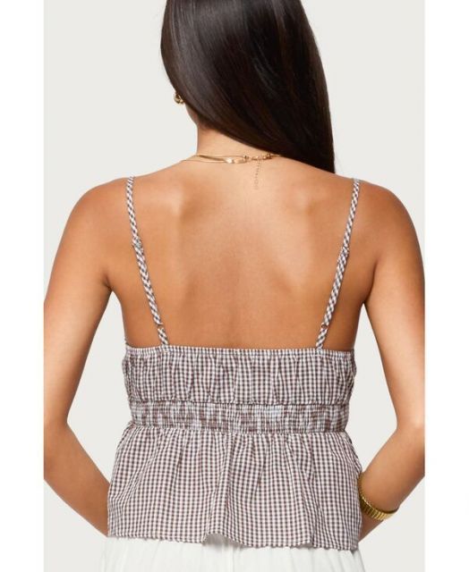 アディクテッド レディース シャツ トップス Women s Zahara Gingham Babydoll Top Brown WWW_NOITHATQUANGTHANH_NET