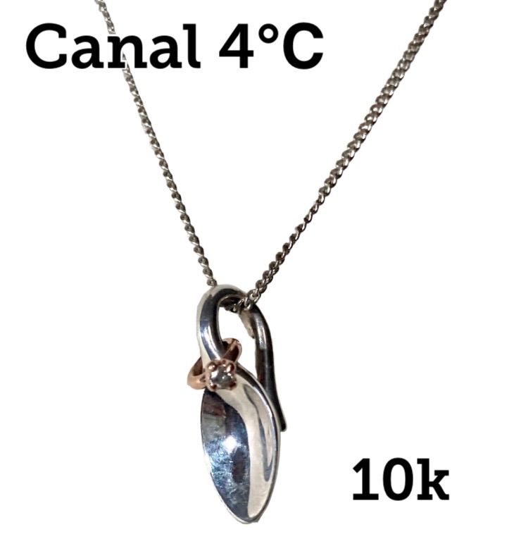 カナル 4℃ ベビー スプーン シルバー ネックレス ダイヤ Canal k10