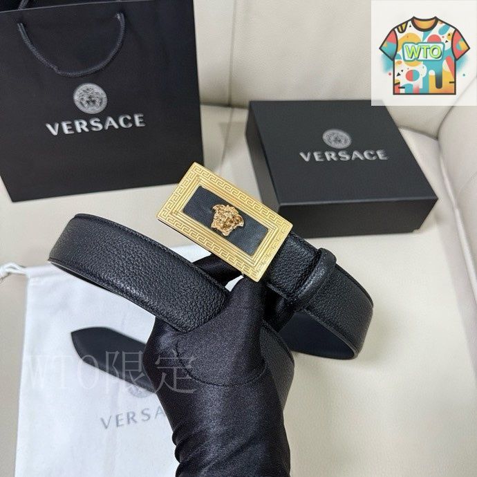 今日WTO】Versace MEDUSA ヘッドレザーメンズベルト-1-YX05