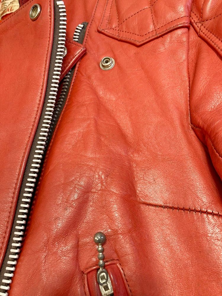 レア 70s ルイスレザー レッド スーパー モンザ ルイスレザー Lewis Leathers スーパーモンザ ボールチェーン