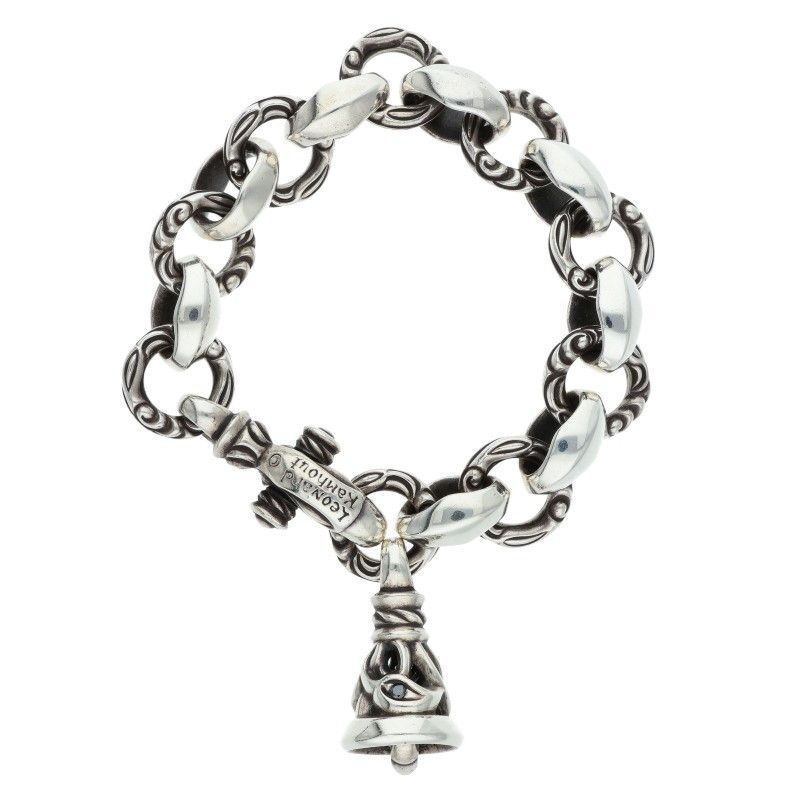 絶対にお買得! ロンワンズ クレーン1ベル 1ブラックダイヤ9クレーンサークルブレスレット メンズ