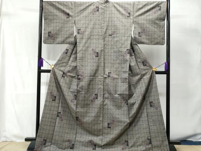 平和屋着物○本場縞大島紬 訪問着 舞蝶花間道 魚 正絹