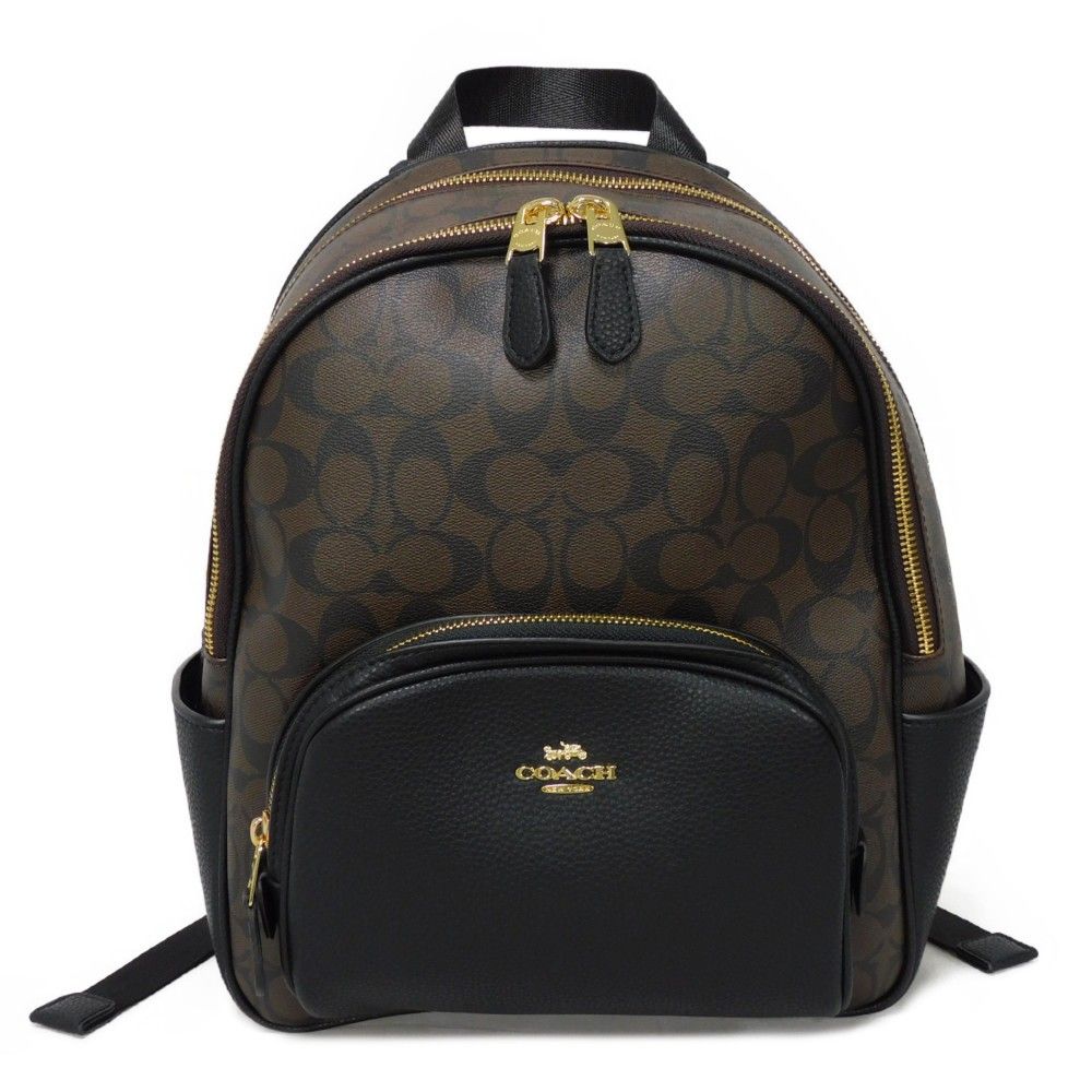 COACH コーチ ラージ コート デイパック 現行 ロゴ メタル ブラウン 