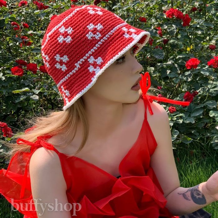 クロシェット ニット 手編み バケットハット チューリップハット