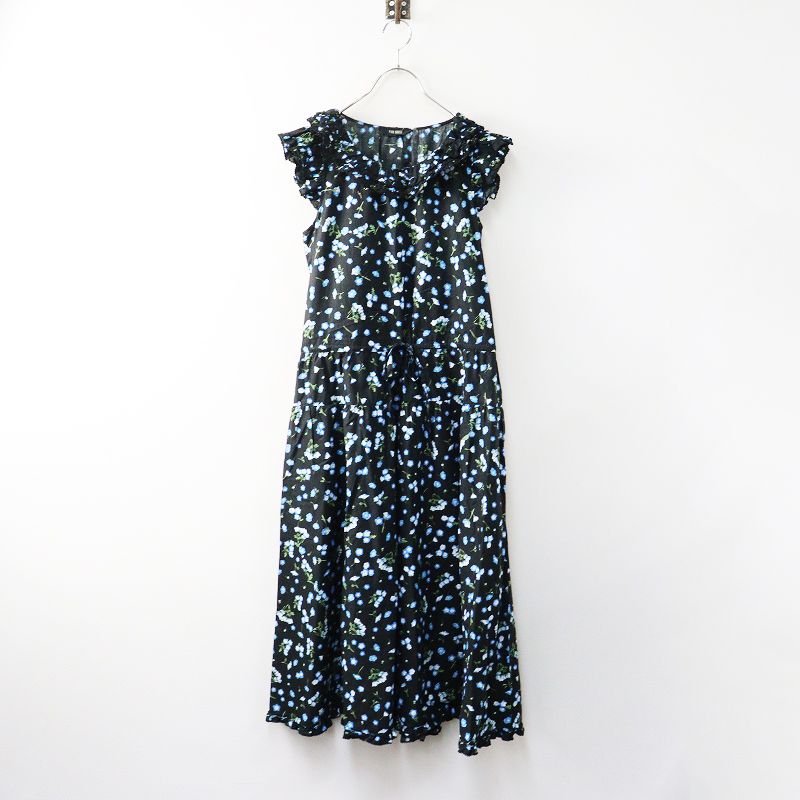 2025SS ピンクハウス PINK HOUSE ネモフィラプリントミディワンピース ｜ブラック ブルー ドレス フラワー 花柄 2400014646214