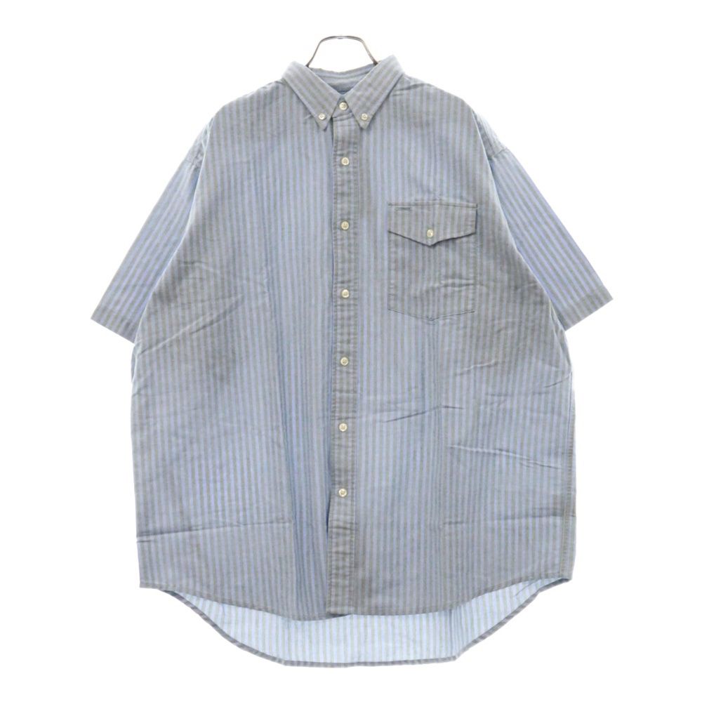 BEAMS (ビームス) × L.L.BEAN BEAN'S EASY - CARE SHORT SLEEVE B.D SHIRTS ストライプポケット付き半袖シャツ ブルー 3275-2221