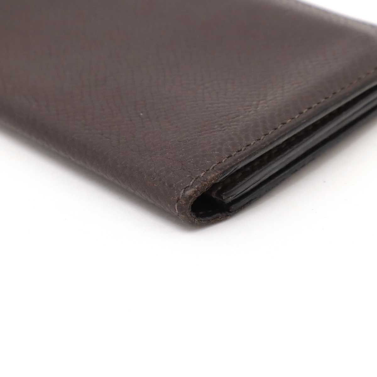 値下げ　HERMES ブラウン レザー 名刺入れ エルメス ブラウンレザーカードケース