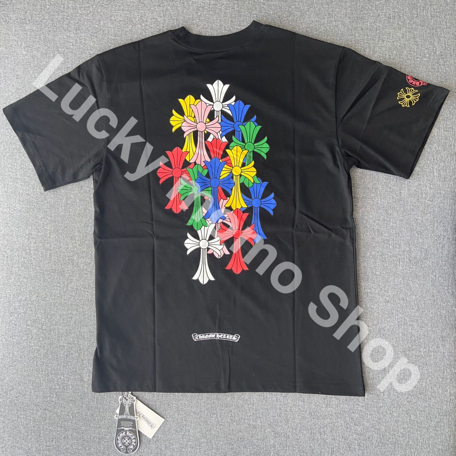 大人気 新品 Chrome Hearts クロムハーツ Tシャツ男女兼用 ファッション トップスTシャツ 半袖カットソー マルチカラー クロスセメタリー ブラック