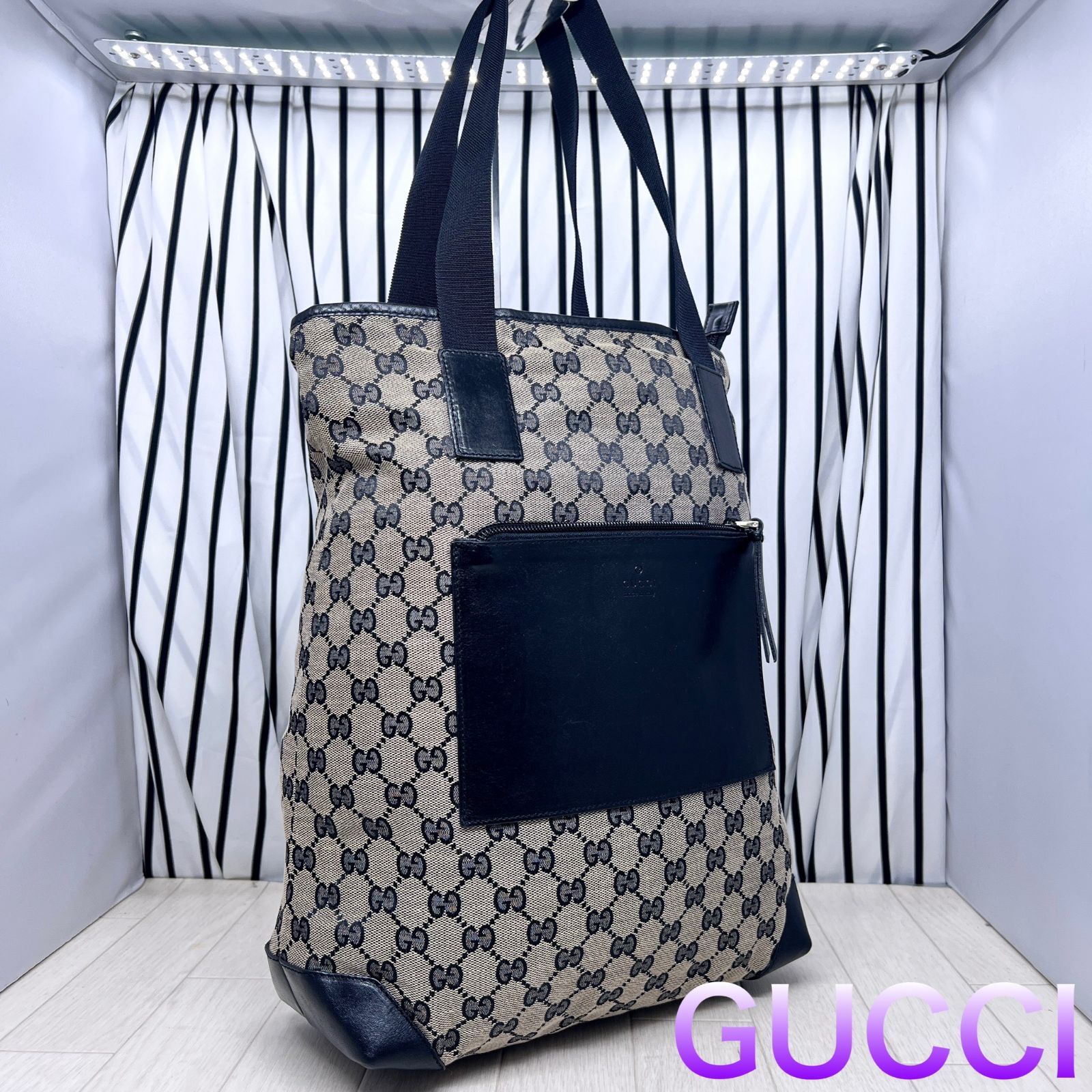 【美品】GUCCI×グッチ A4収納可能GG柄 トートバッグ