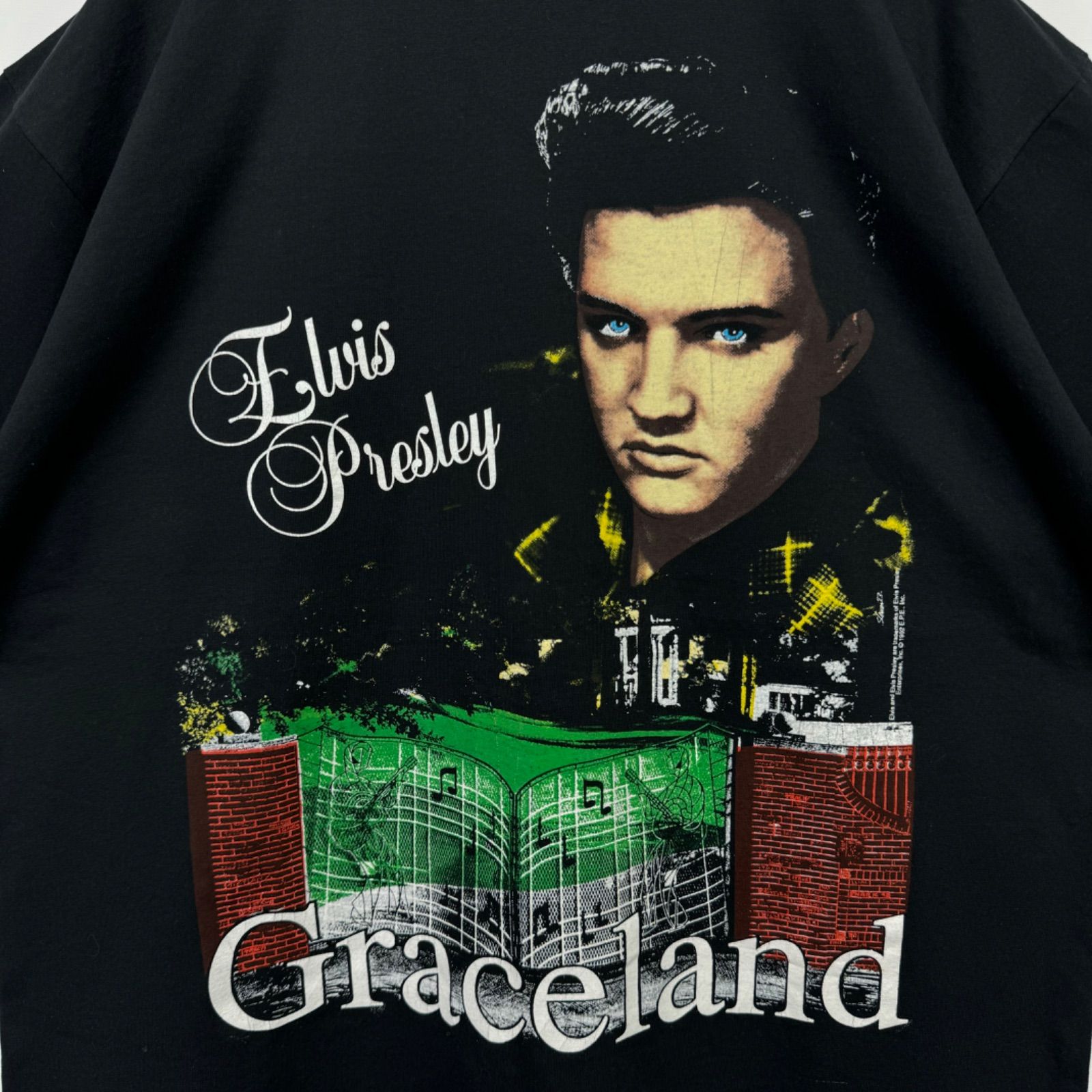 90s vintage Elvis Presley T-shirt Tee USA製 エルヴィスプレスリー エルビス Graceland Tシャツ  ロック ブルース ロカビリー ポップ バンT バンドT 音楽T ミュージックT 古着 - メルカリ