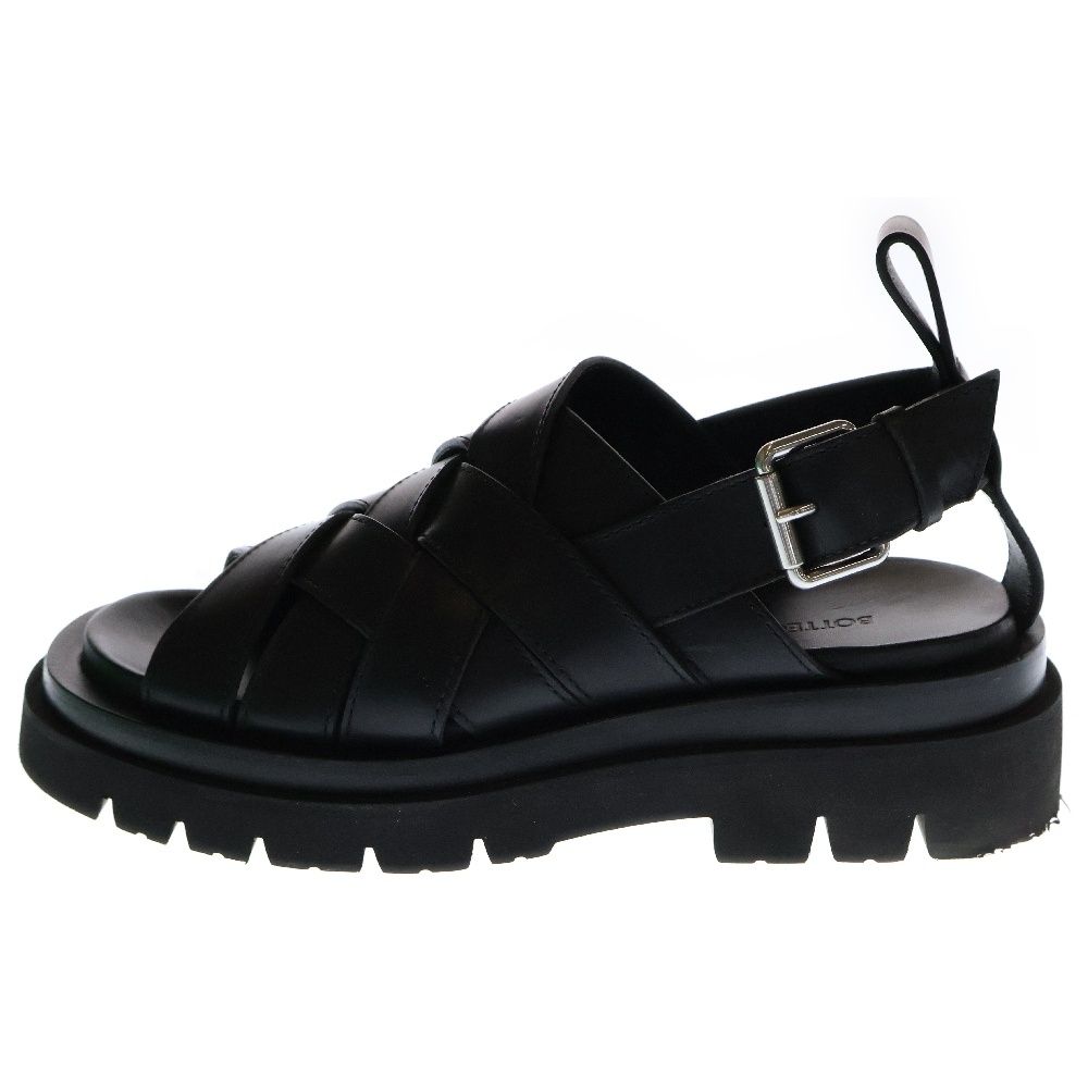 BOTTEGA VENETA ボッテガヴェネタ イントレチャート レザー ラグストラップ サンダル ブラック