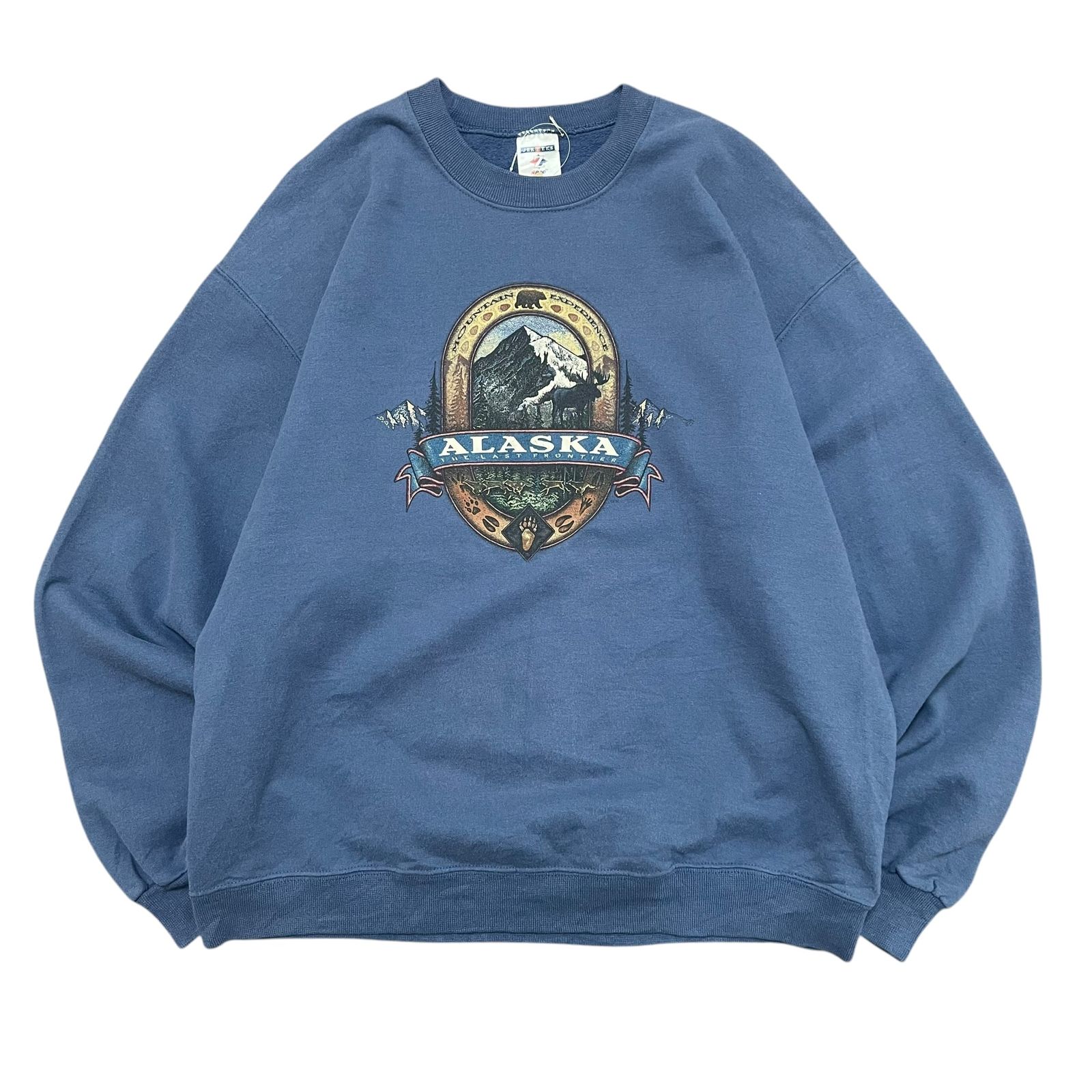 00s.print sweat【SW137】アメリカ古着　プリントスウェット　ブルーグレー　L