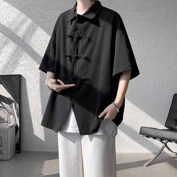 チャイナシャツ カンフーシャツ ドラゴン 両面刺繍 ブラック ビッグサイズ. ドラゴン チャイナ サテン 韓国 シャツ 長袖 龍刺繍 シャツ チャイナ服 トップス 上着 薄手 半袖 太極拳服 演舞 武術 カンフー 黒 白  男女兼用 カップル