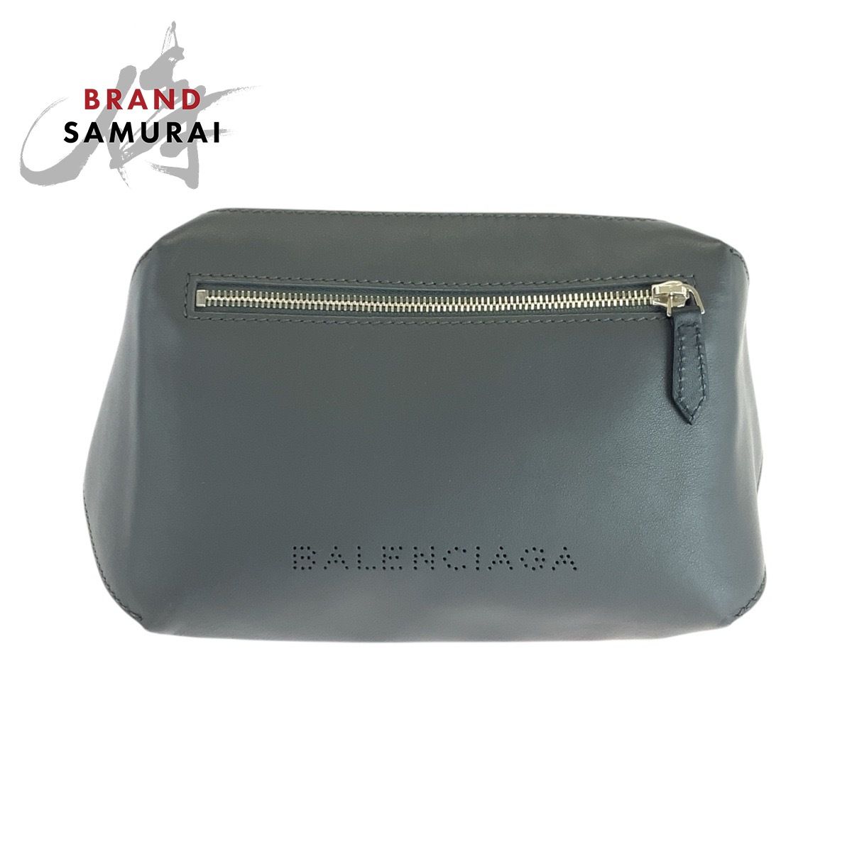 BALENCIAGA バレンシアガ パンチングロゴ ブラック チャコールグレー レザー 433625 ボディバッグ ウエストバッグ バムバッグ 502939