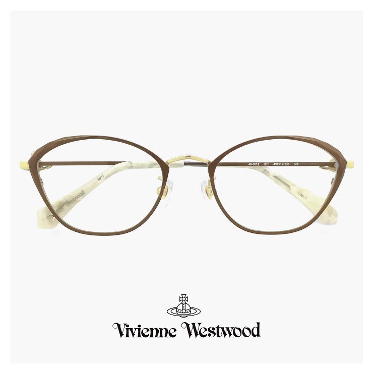 【新品】 ヴィヴィアン ウエストウッド メガネ 40-0018 c01 49mm レディース Vivienne Westwood 眼鏡 女性 40-0018-1 フォックス キャットアイ 型 メタル フレーム オーブ ダミーレンズ発送