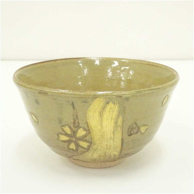 骨董品 京焼 八代 清水六兵衛監修 桜刻線茶碗（共箱） 茶道 抹茶 おしゃれ