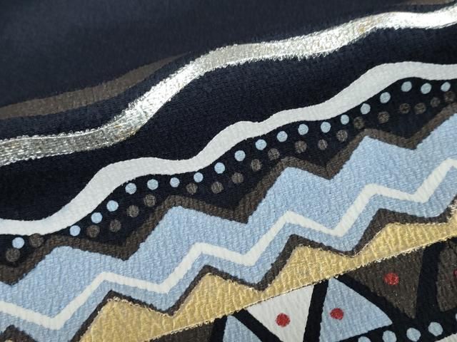 平和屋着物●BALARINJI　振袖　幾何学文様　金銀彩　正絹　逸品　DAAY5411ud 平和屋着物○BALARINJI 振袖 幾何学文様 金銀彩 正絹 逸品 DAAY5411ud