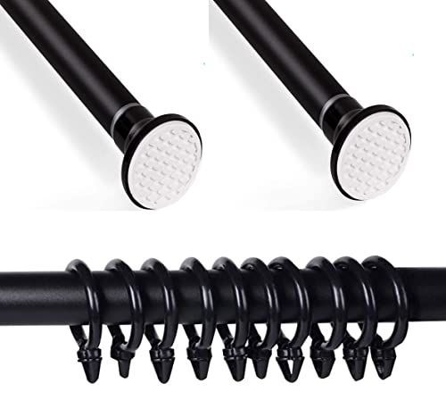 幅：110-200CM ブラック 18カーテンリング SCKTOO つっぱり棒2m ステンレス 伸縮棒 110-200cｍ クローゼットロッド 強い負荷 ドリル不要 カーテンロッド シャワーカーテンロッド 洗濯干し 室内 強力 