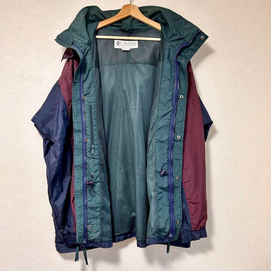 コロンビア マウンテンパーカー メンズ XL ネイビー 紺 刺繍ワッペン 