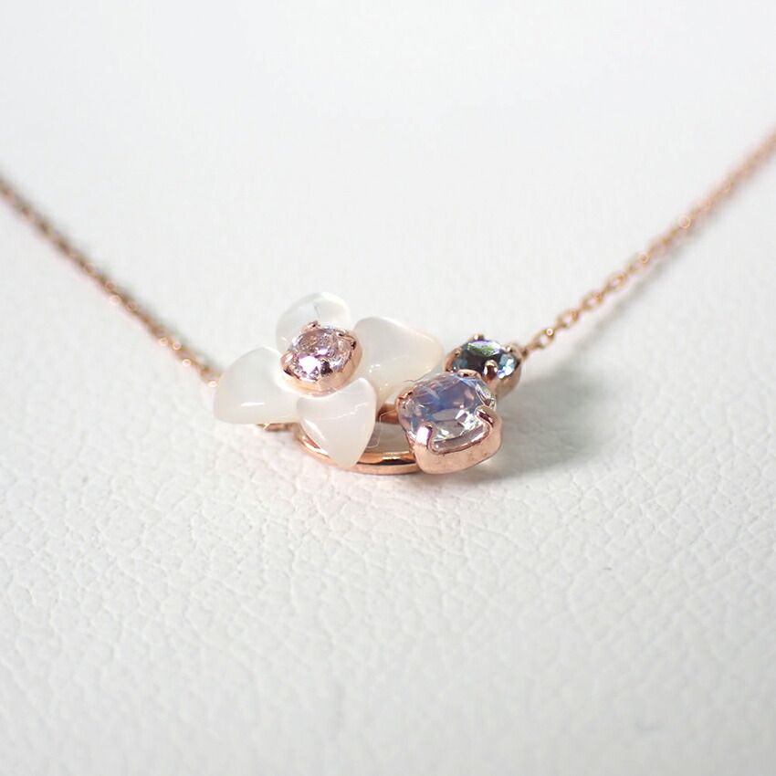 K10PG 花モチーフ ダイヤモンドネックレス imgrc0088147957.jpg