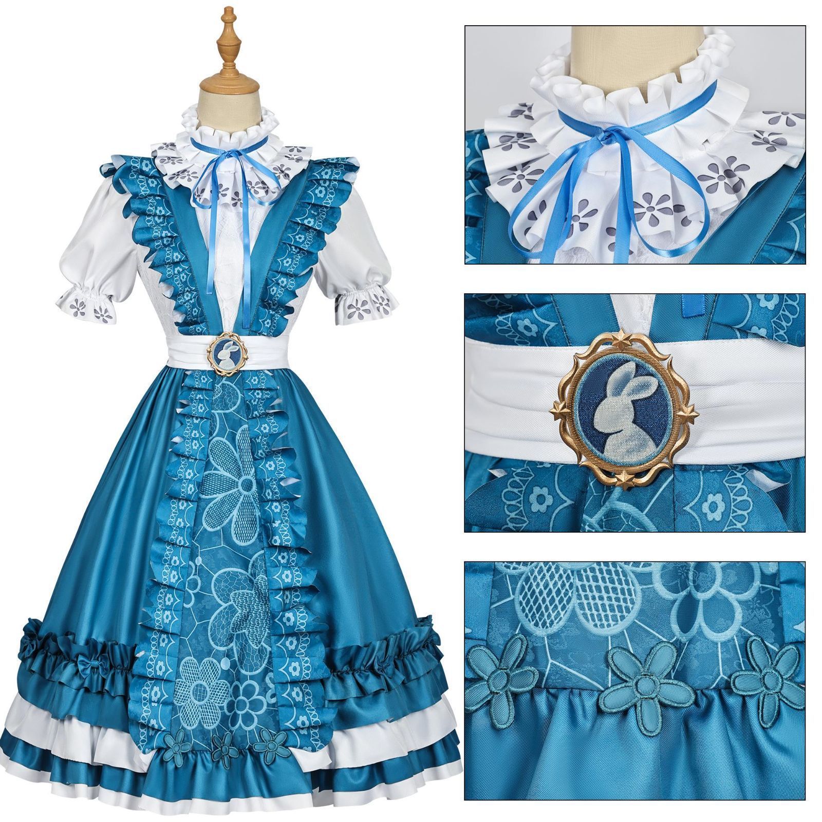 後払いOK。 第五人格 記者 夢の中のアリス コスプレ衣装 フルセット ワンピース ヘアバンド パンツ 3Dメガネ付属 高品質素材 イベント用 舞台用