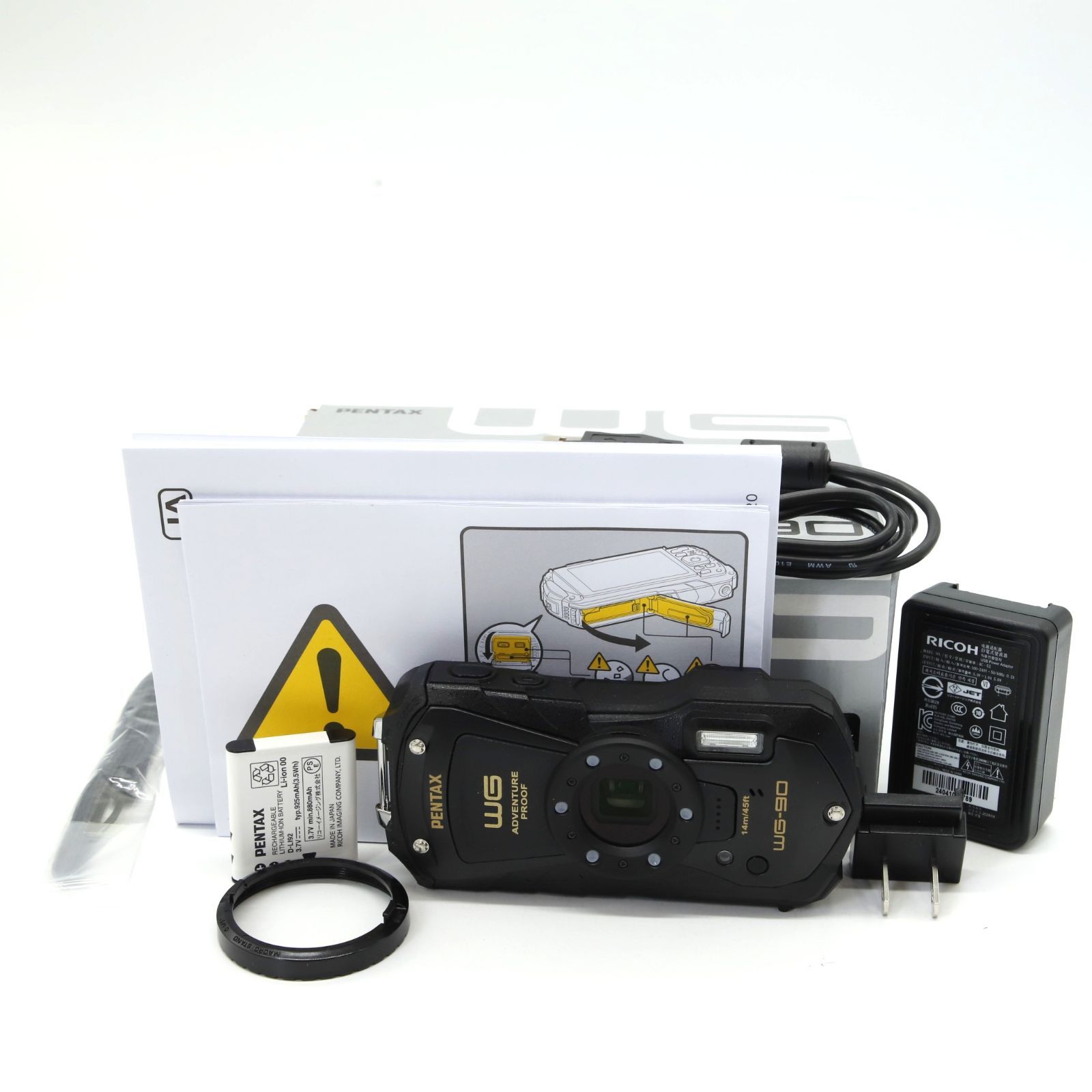 ほぼ PENTAX WG-90 ブラック 本格防水デジタルカメラ 14m防水 連続2時間 1.6m耐衝撃 防塵 -10℃耐寒 アウトドアで活躍するタフネスボディ CALSモード搭載で 現場記録など幅広いビジネスシーンで活躍
