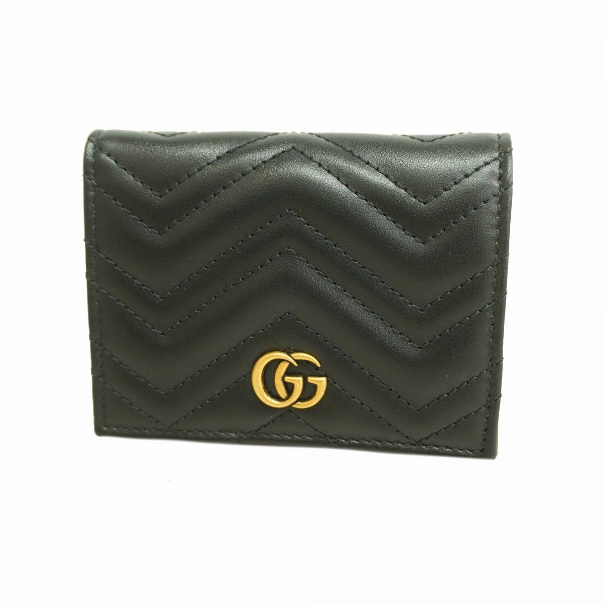5dc4372 グッチ 財布 GGマーモント 466492 レザー ブラック ゴールド金具 レディース