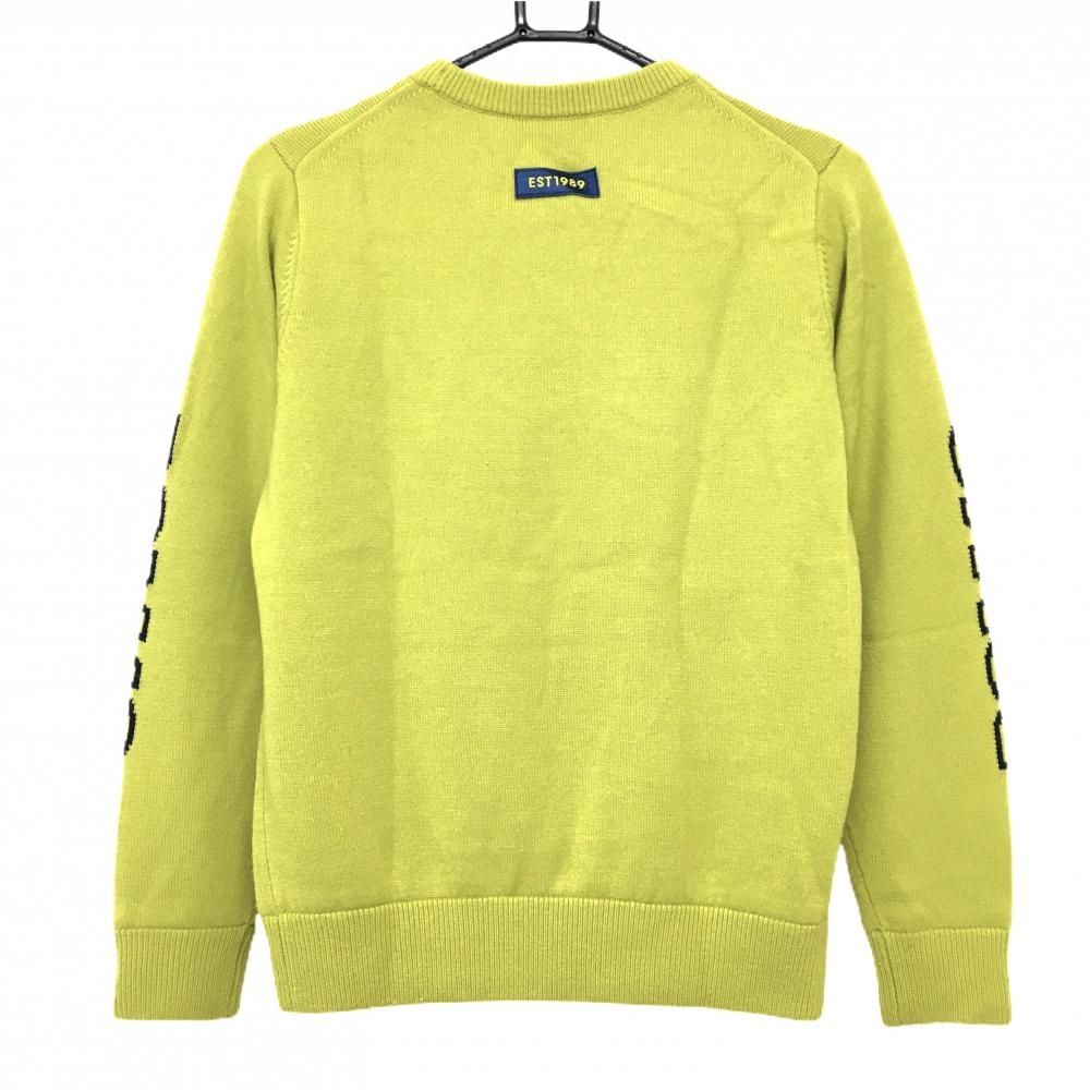 パーリーゲイツ 裏地付セーター ライトグリーン×ネイビー 袖ロゴ ニット レディース 0 S ゴルフウェア PEARLY GATES