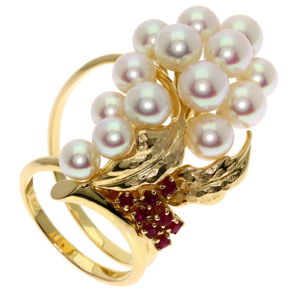 TASAKI タサキ パール 真珠 ルビー リング 指輪 K18YG レディース