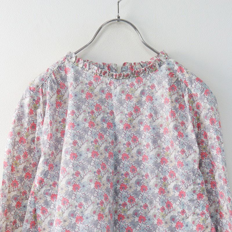 美品 ニーム NIMES リバティプリントフリルブラウス/ホワイト 花