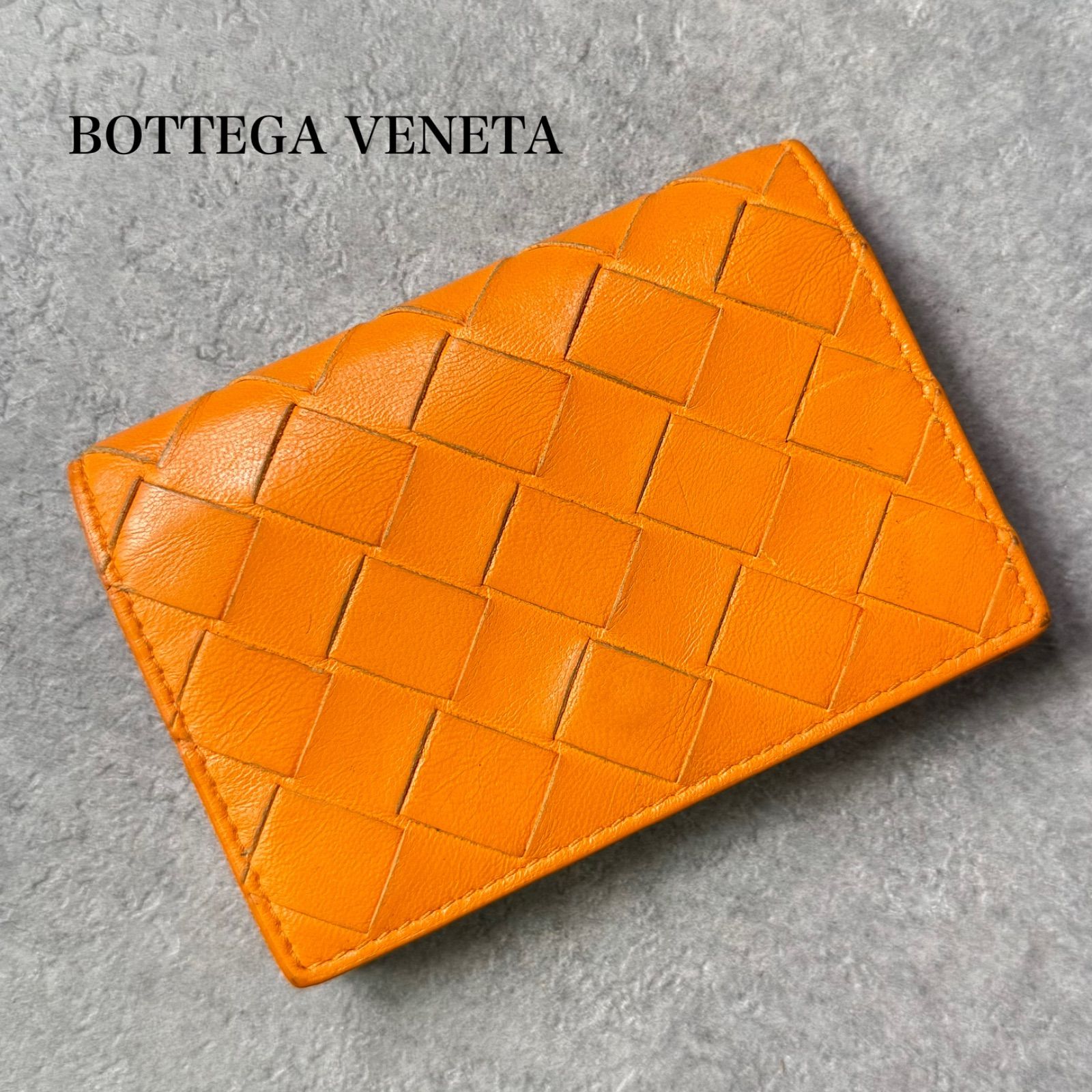 BOTTEGA VENETA ボッテガヴェネタ マキシイントレチャート レザー カードケース 名刺入れ オレンジ メンズ レディース ビジネス