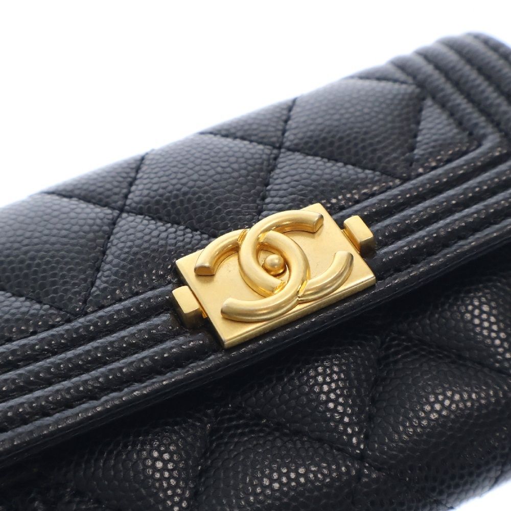 CHANEL (シャネル) ボーイシャネル カードケース ブラック キャビア