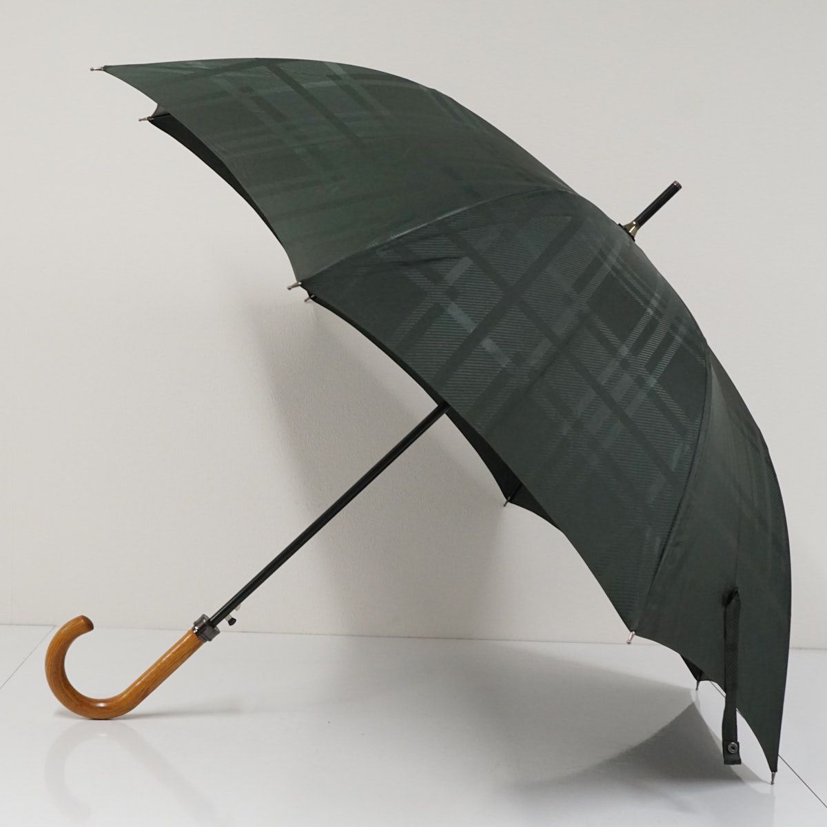 紳士傘 DAKS ダックス USED美品 チェック ダークグリーン グラス