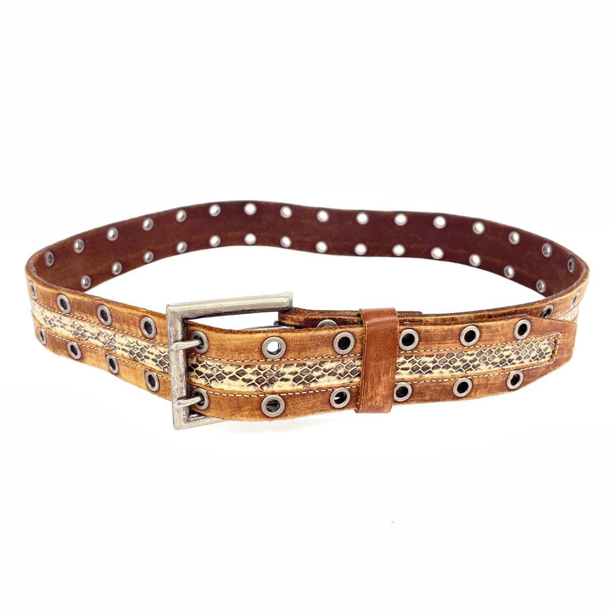 TAKEO KIKUCHI タケオキクチ ベルト スタッズ/ダメージ加工/パイソン