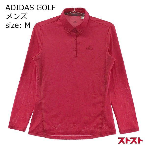 ADIDAS GOLF アディダスゴルフ 長袖ポロシャツ ボタンダウン レッド系