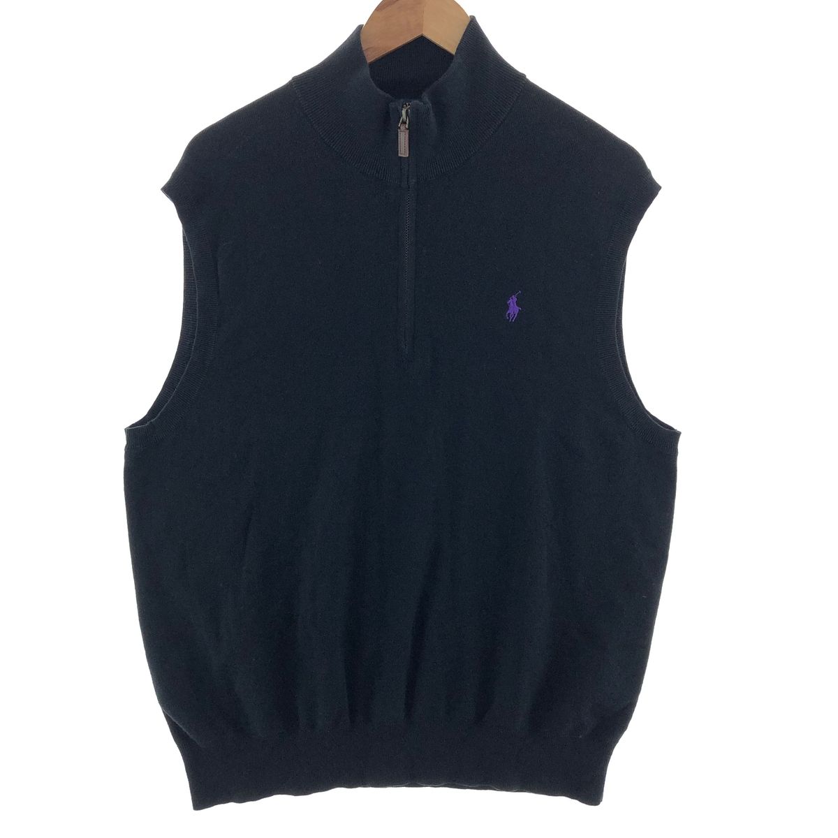 古着 ラルフローレン Ralph Lauren POLO RALPH LAUREN ハーフジップ ピマコットンニットベスト メンズL/eaa390231